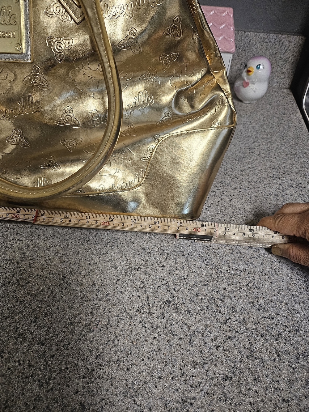 Rare Vintage Y2K Betseyville by Betsey Johnson Metallic Gold Kiss-Lock Bag ✨ - Picture 6 of 16